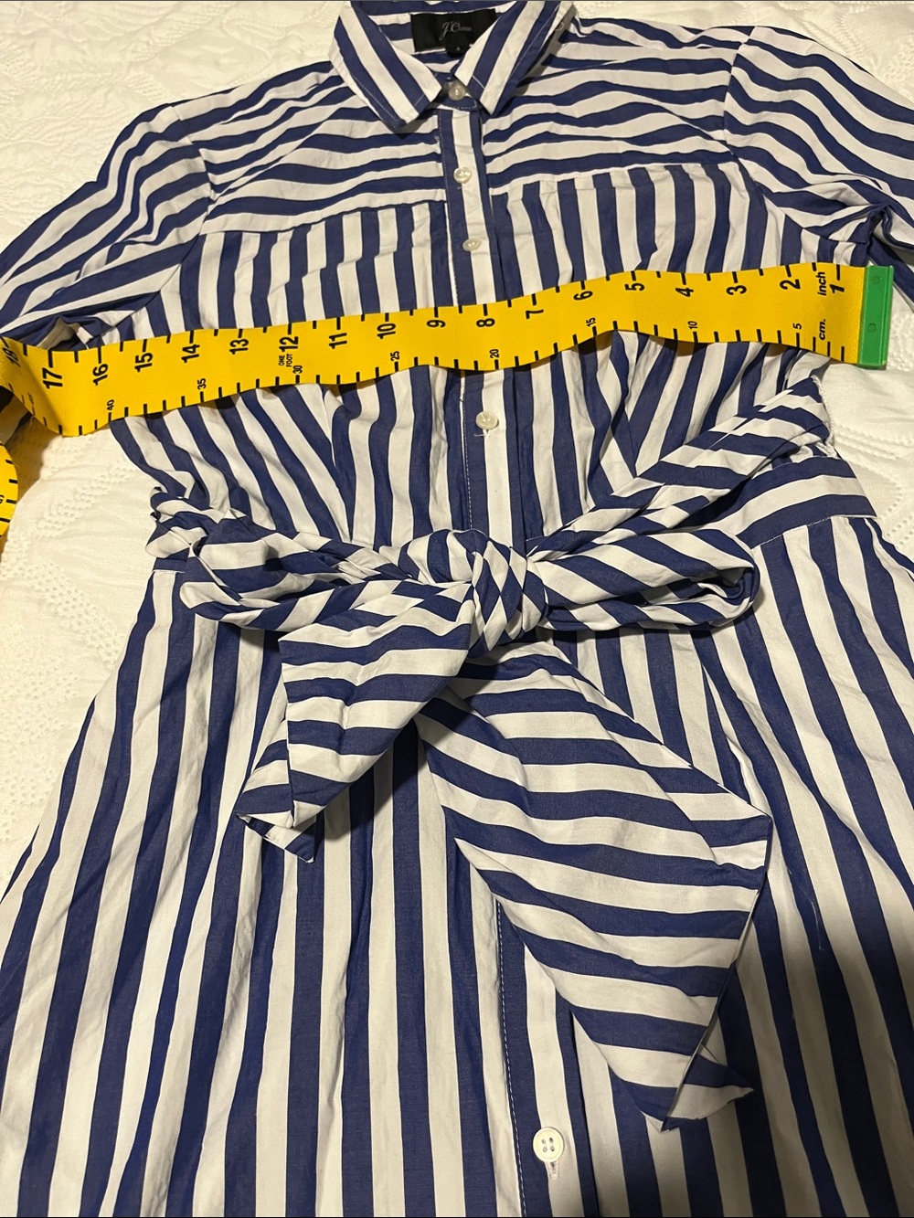 J. Crew Purple and White Striped Long-Sleeve Shirt Dress - Picture 4 of 16